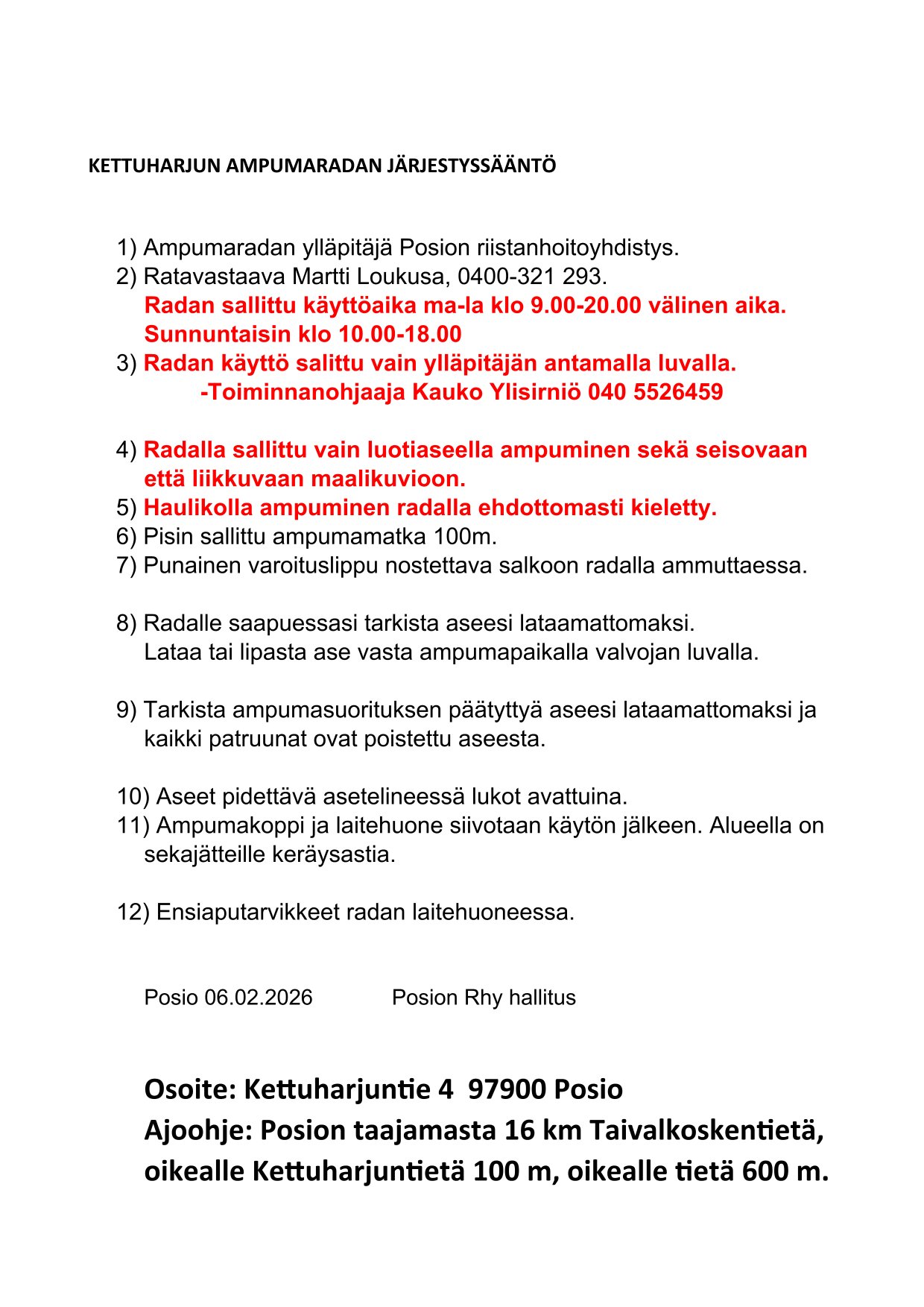 Radan järjestyssääntö 2026 1